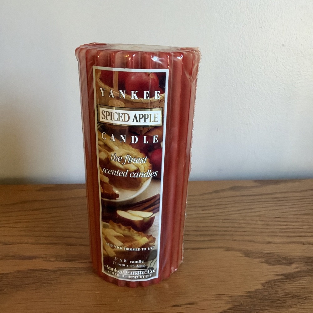 Yankee Candle Spiced Apple Scent Pillar Candle 3x6 Fall Scent Discontinued